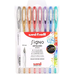 Stylos Rollers Métalliques Uni-Ball Signo - 8 Couleurs 0,8 mm