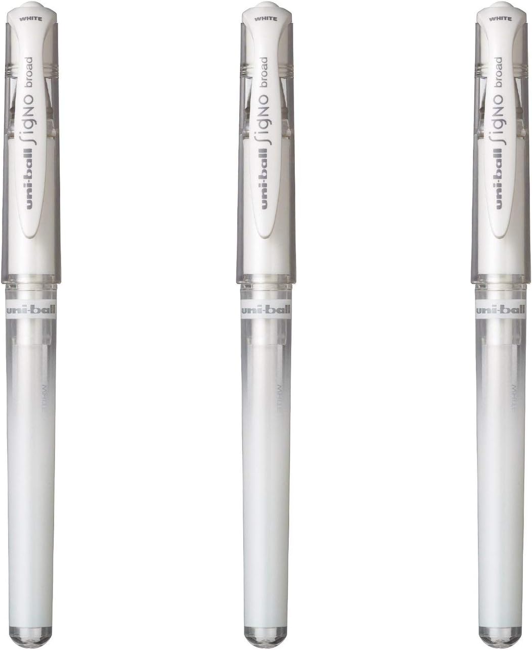 Stylos Rollers Uni-Ball Signo Blanc 1 mm - 3 pièces
