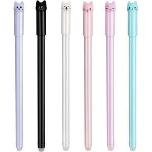 Stylos à Bille Effaçables Chat Mignon – Lot de 6