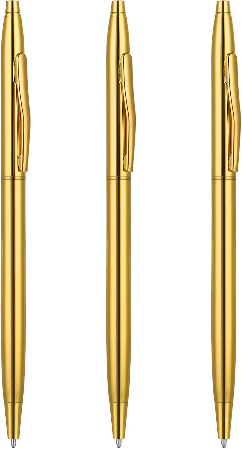 Stylos à Bille Métalliques Dorés - Lot de 3