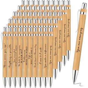 Stylos à Bille Motivants en Bambou - 30 Pièces