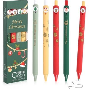 Stylos à Bille Noël - 4 Gel Noirs Rétractables