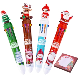 Stylos à Bille de Noël + Notes Adhésives – Lot de 4
