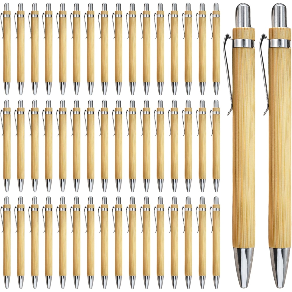 Stylos à Bille en Bois de Bambou - Lot de 50