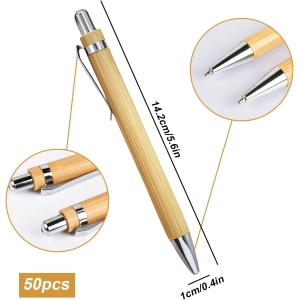 Stylos a bille en bois de bambou lot de 50