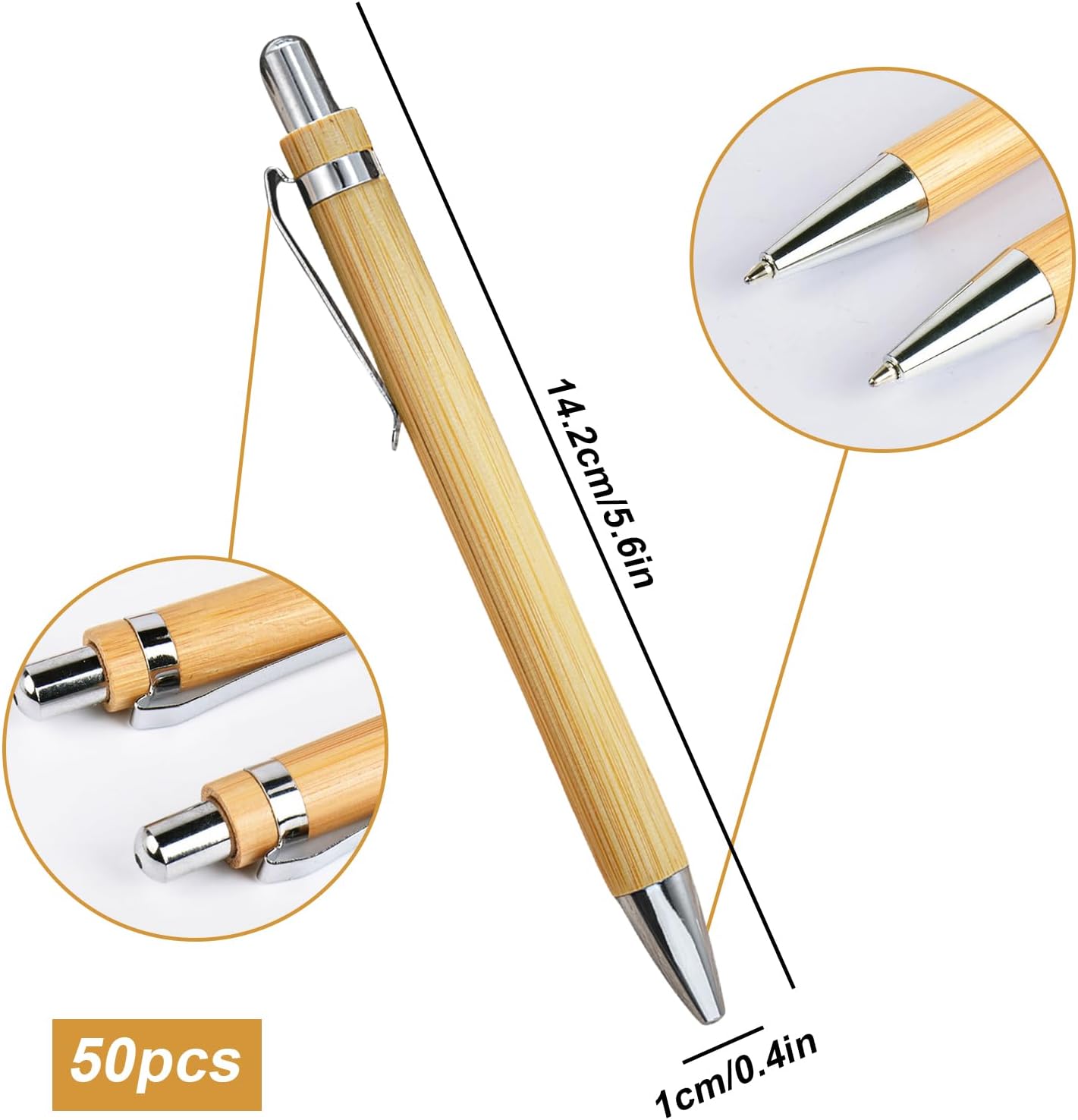 Stylos a bille en bois de bambou lot de 50