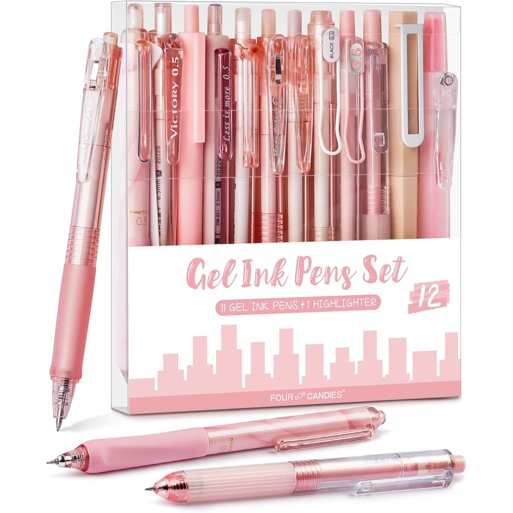 Stylos rose à Encre Gel Mignons - Lot de 12