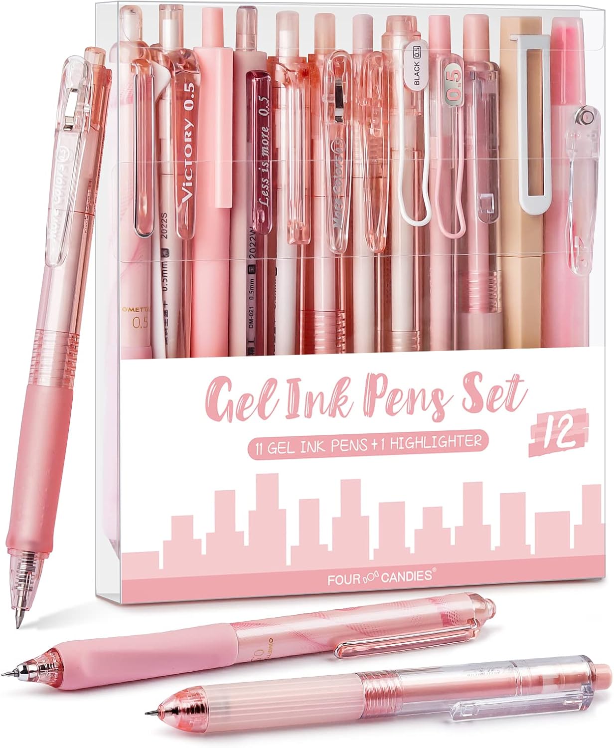 Stylos à Encre Gel Mignons - 12 Pack Rose