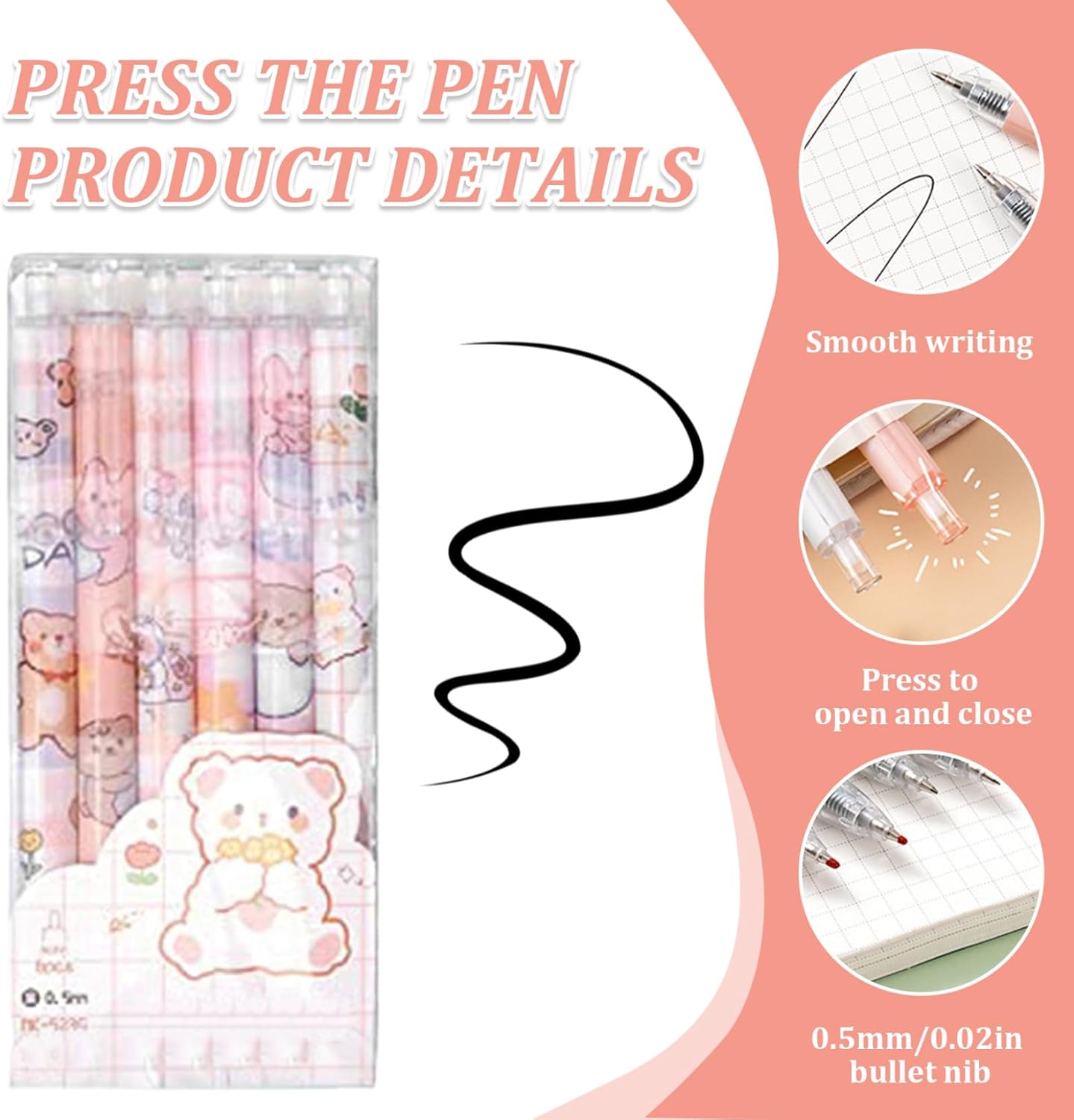 Stylos à Gel Kawaii - Set de 6 Mignons 0.5mm – Image 2