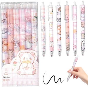 Stylos à Gel Kawaii - Set de 6 Mignons 0.5mm