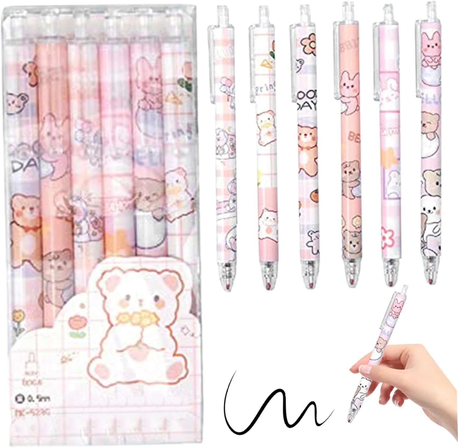 Stylos à Gel Kawaii - Set de 6 Mignons 0.5mm