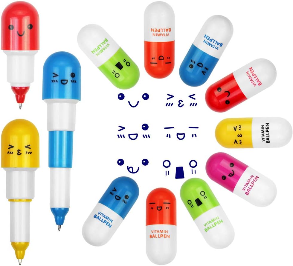 Stylos à Pilule Multicolores - 24 Pcs Retractable