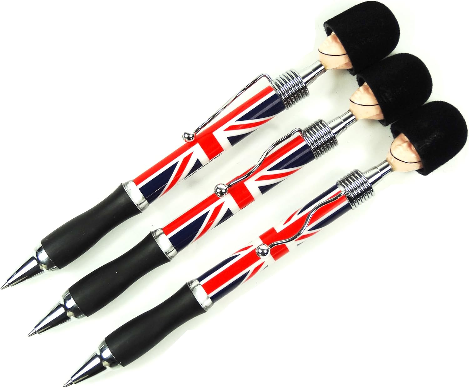 Stylos à bille Londres - Tête de garde royal & Union Jack
