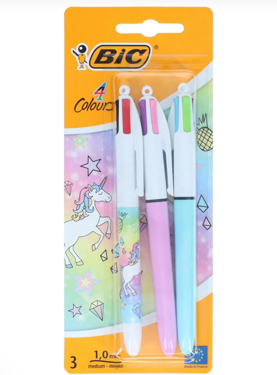 Stylos à bille licorne - Lot de 3 couleurs