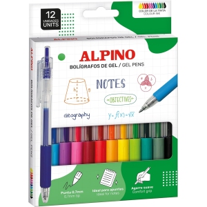 Stylos à bille rétractables Alpino – 12 couleurs vives