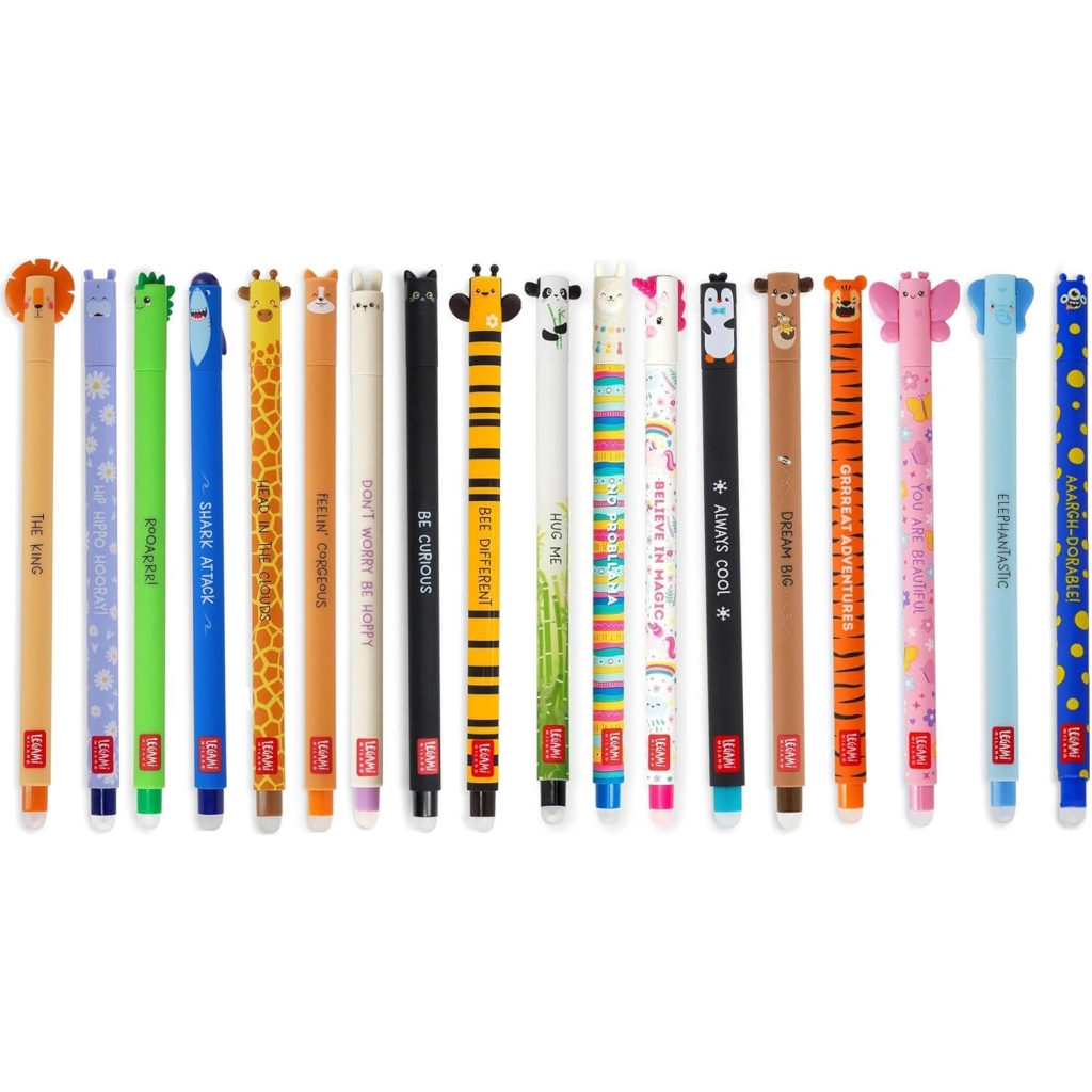 Stylos à encre gel effaçables - Ensemble de 18 animaux