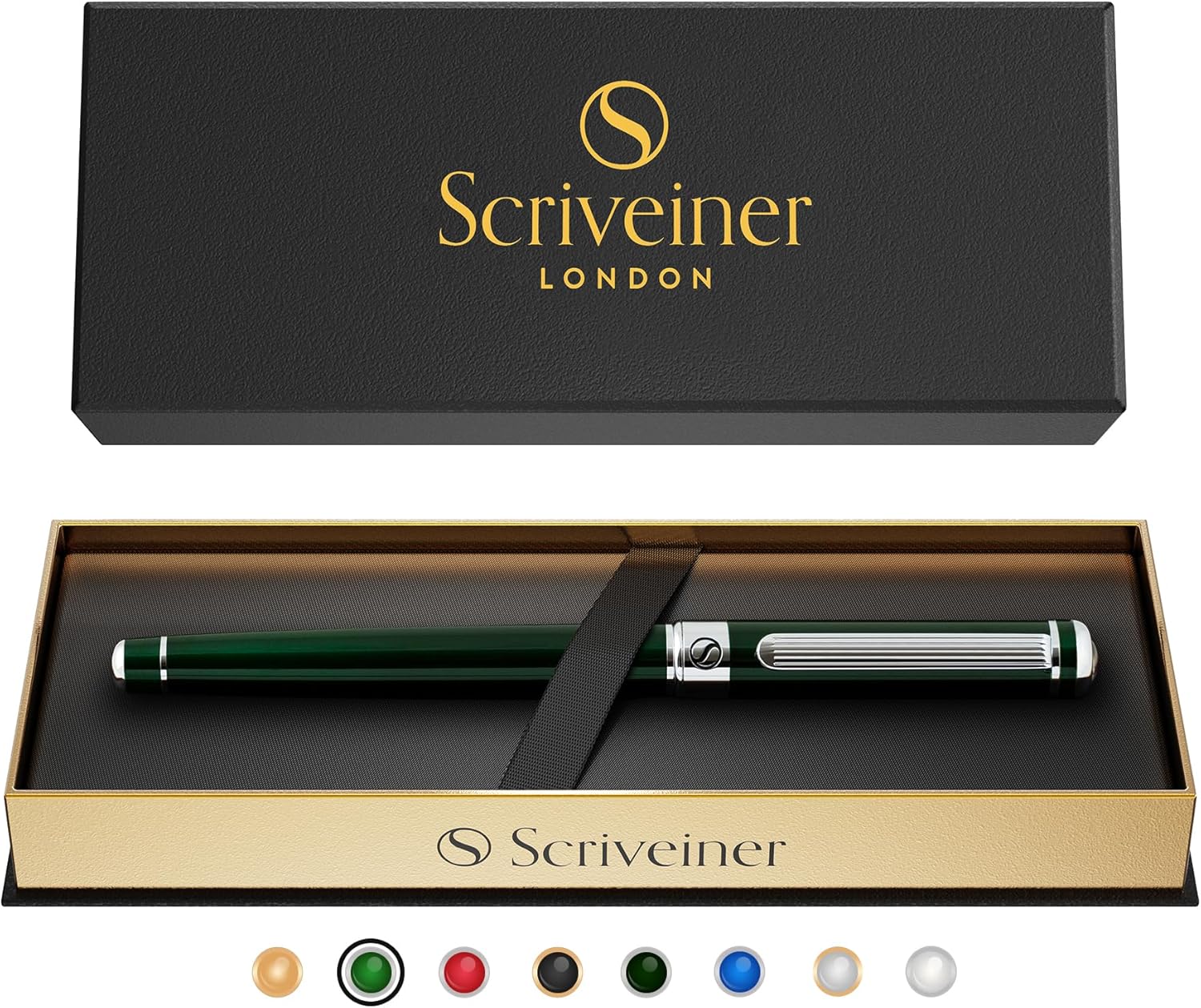 Stylos de Luxe Anglais Vert - Finition Chromée