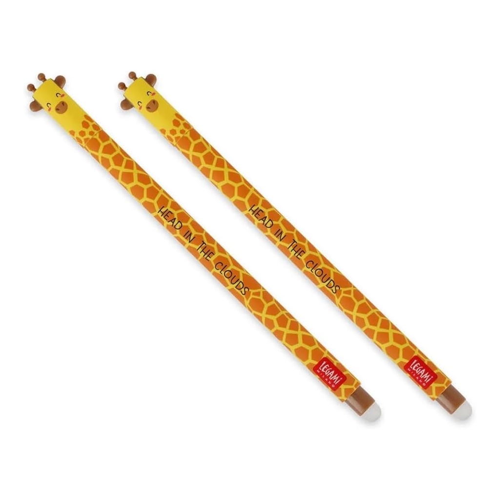 Lot de 2 Stylos gel effaçables Girafe