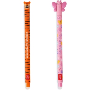 Stylos gel effaçables TIGRE & PAPILLON - Lot de 2