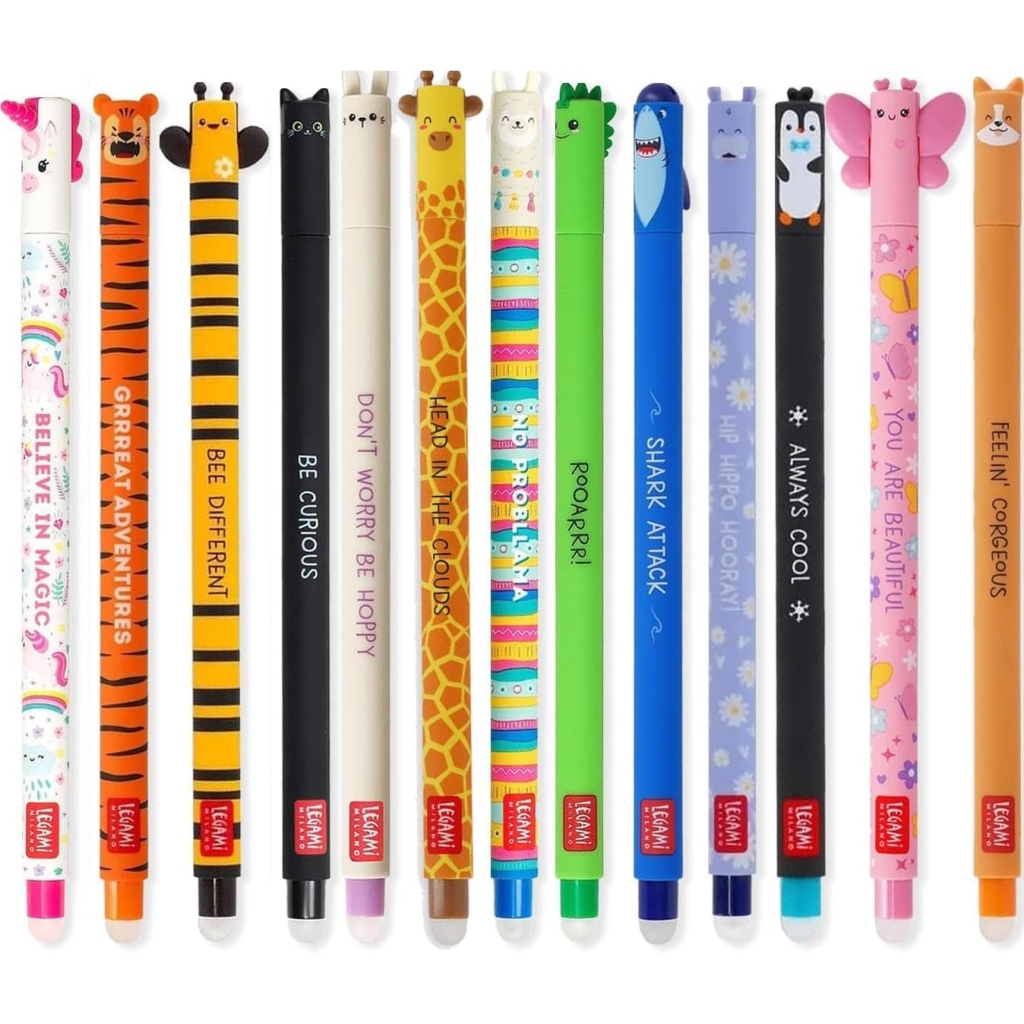 Stylos gel effaçables animaux - Lot de 13