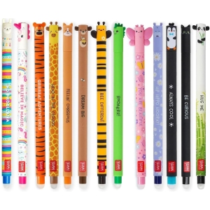 Stylos gel effaçables animaux colorés - Lot de 13