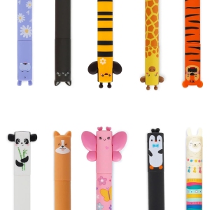 Stylos gel effaçables, motifs animaux (10 pcs)