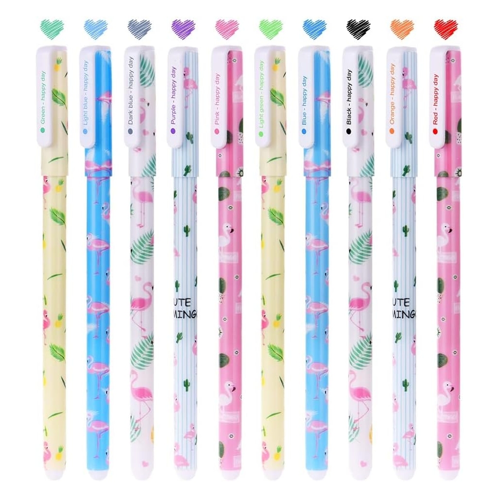 Stylos gel flamant rose - Lot de 10, 0,38 mm
