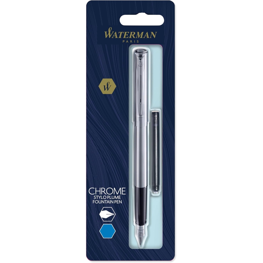 Stylos plume Waterman Allure chromé, emb. sous blister