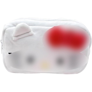 Trousse Blanche Chat Mignon avec Fermeture Éclair