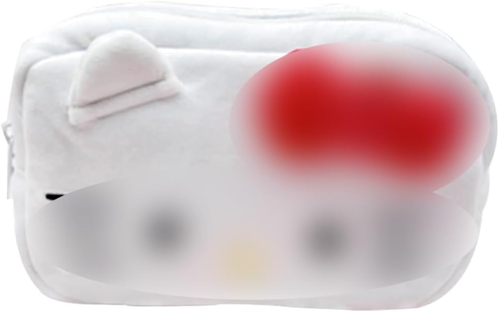 Trousse Blanche Chat Mignon avec Fermeture Éclair