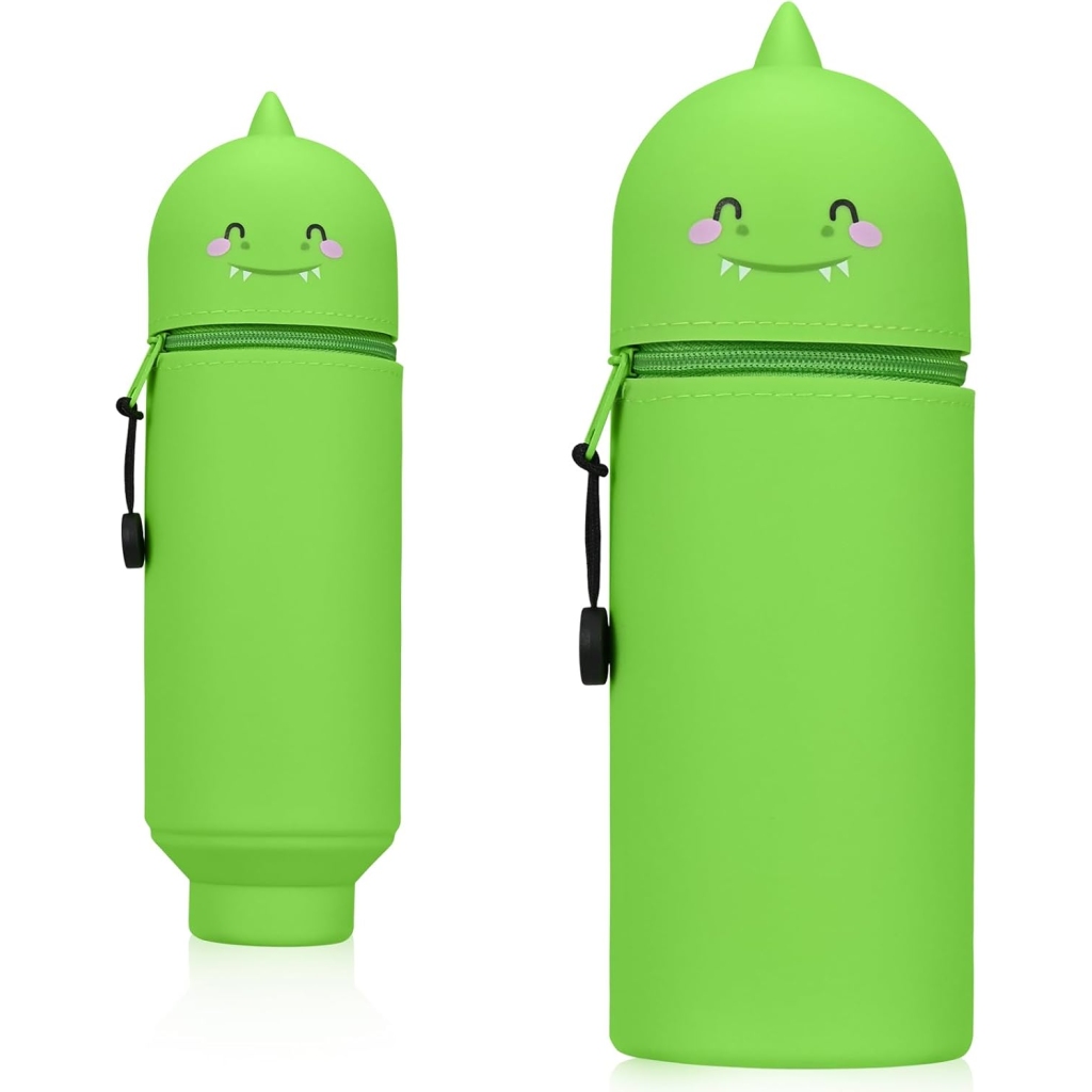 Trousse Dinosaure Vert Kawaii en Silicone