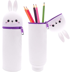 Trousse Kawaii 2-en-1 en Silicone Blanc
