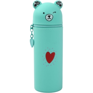 Trousse Kawaii Ours en Silicone Vert