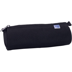 Trousse Ronde Classique Noire en Polyester 22x7 cm