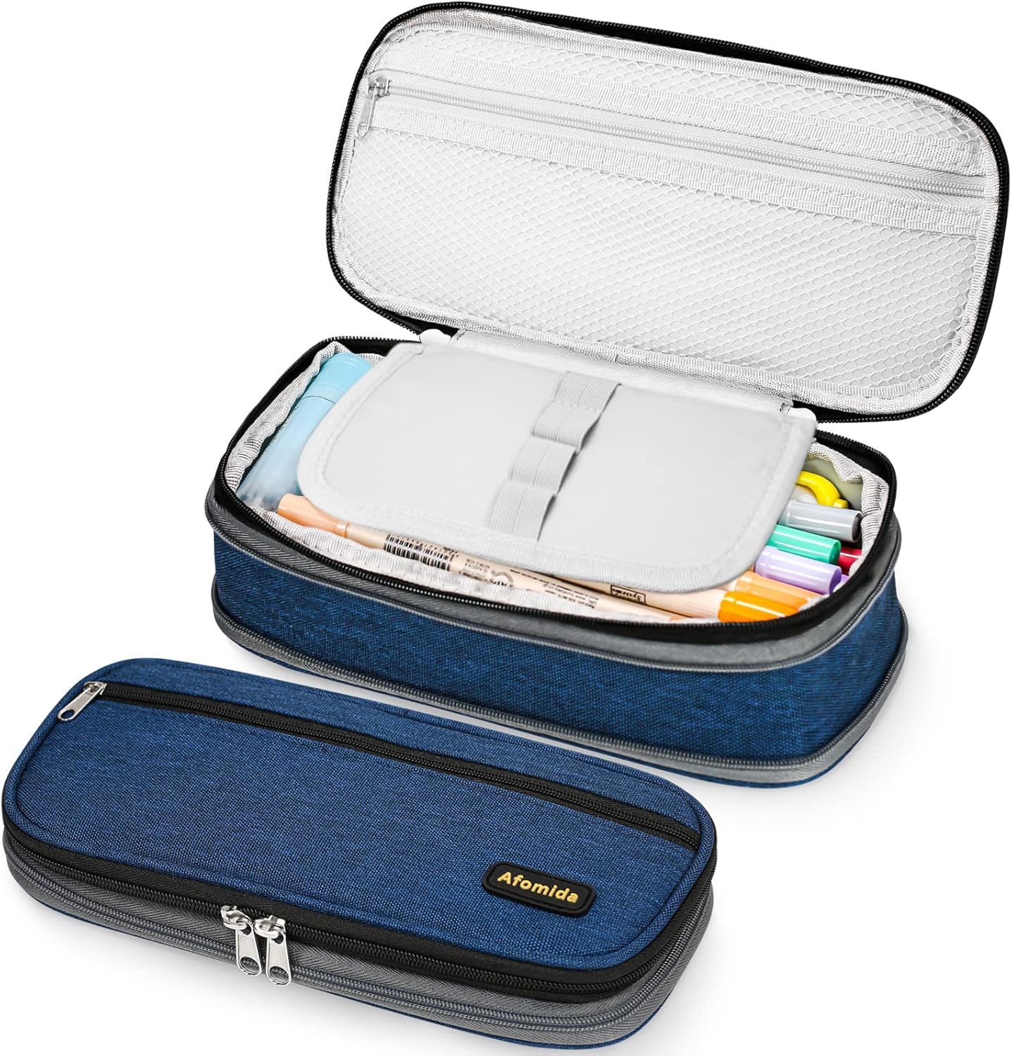 Trousse Scolaire Pliable Grande Capacité - Bleu
