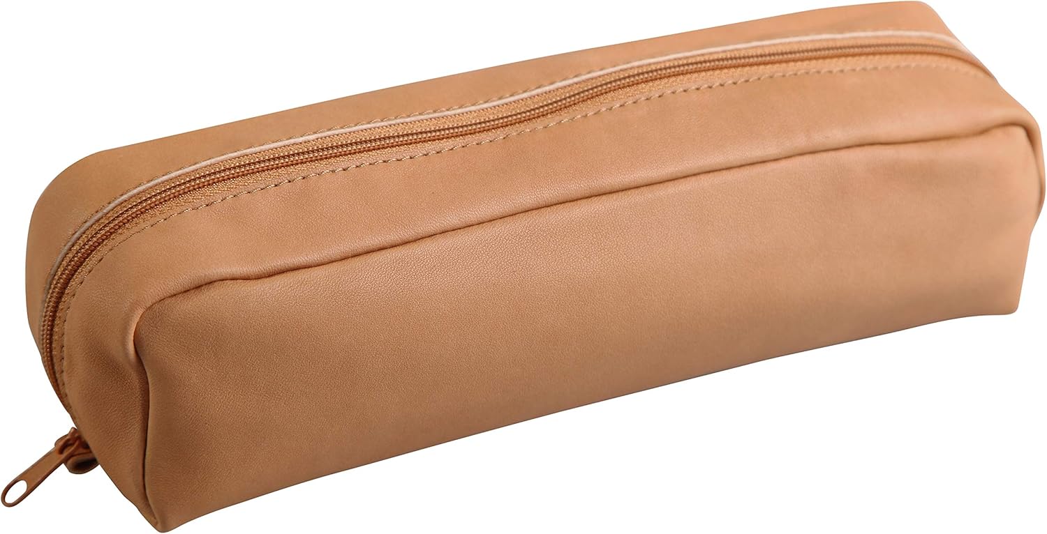 Trousse Scolaire Rectangulaire en Cuir Naturel 22x5x3 cm