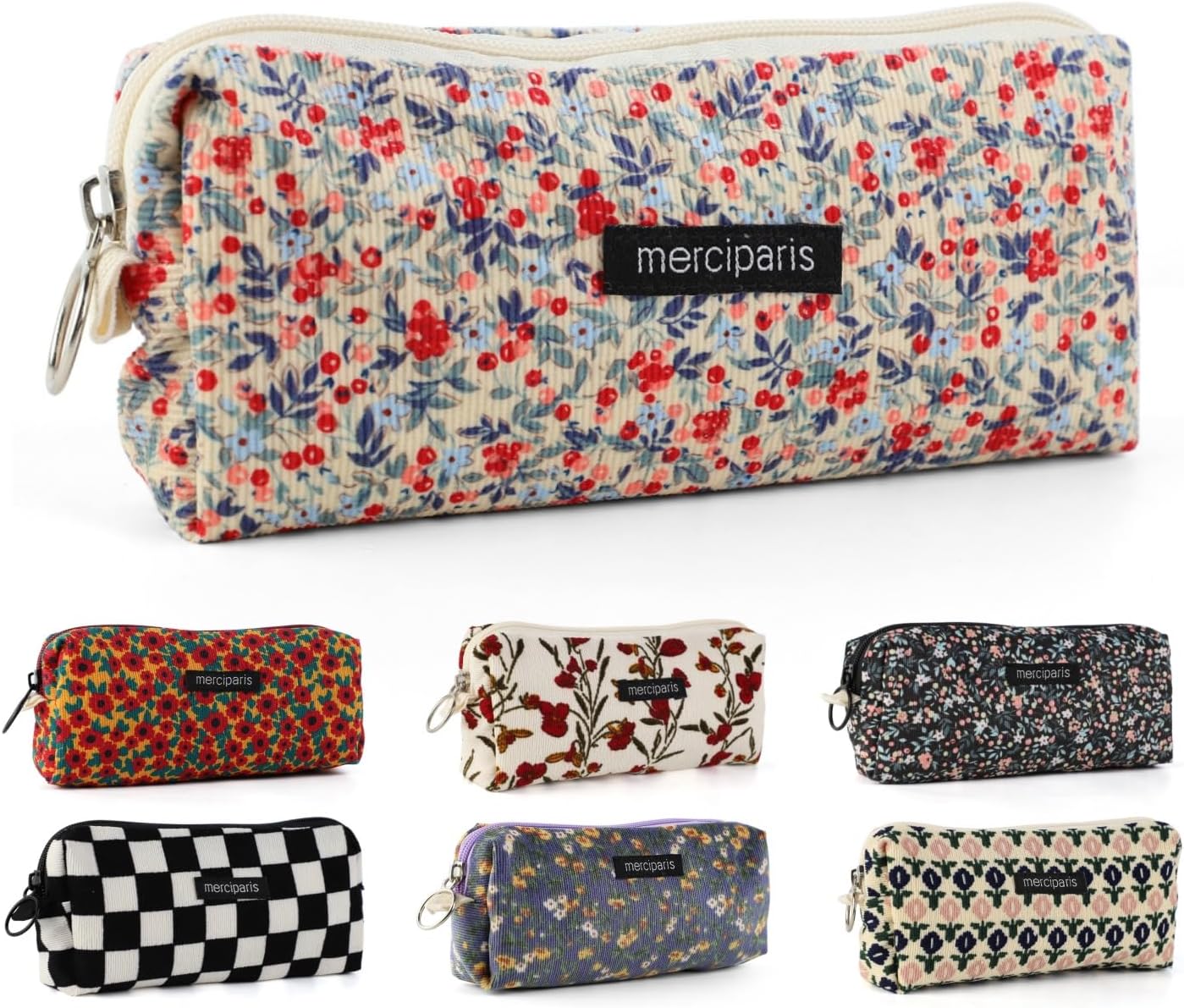 Trousse Scolaire Rétro en Velours Côtelé