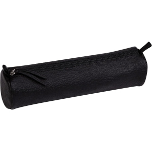 Trousse Scolaire Ronde en Cuir Noir 22 cm