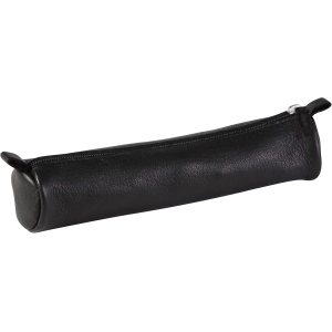 Trousse Scolaire Ronde en Cuir Noir