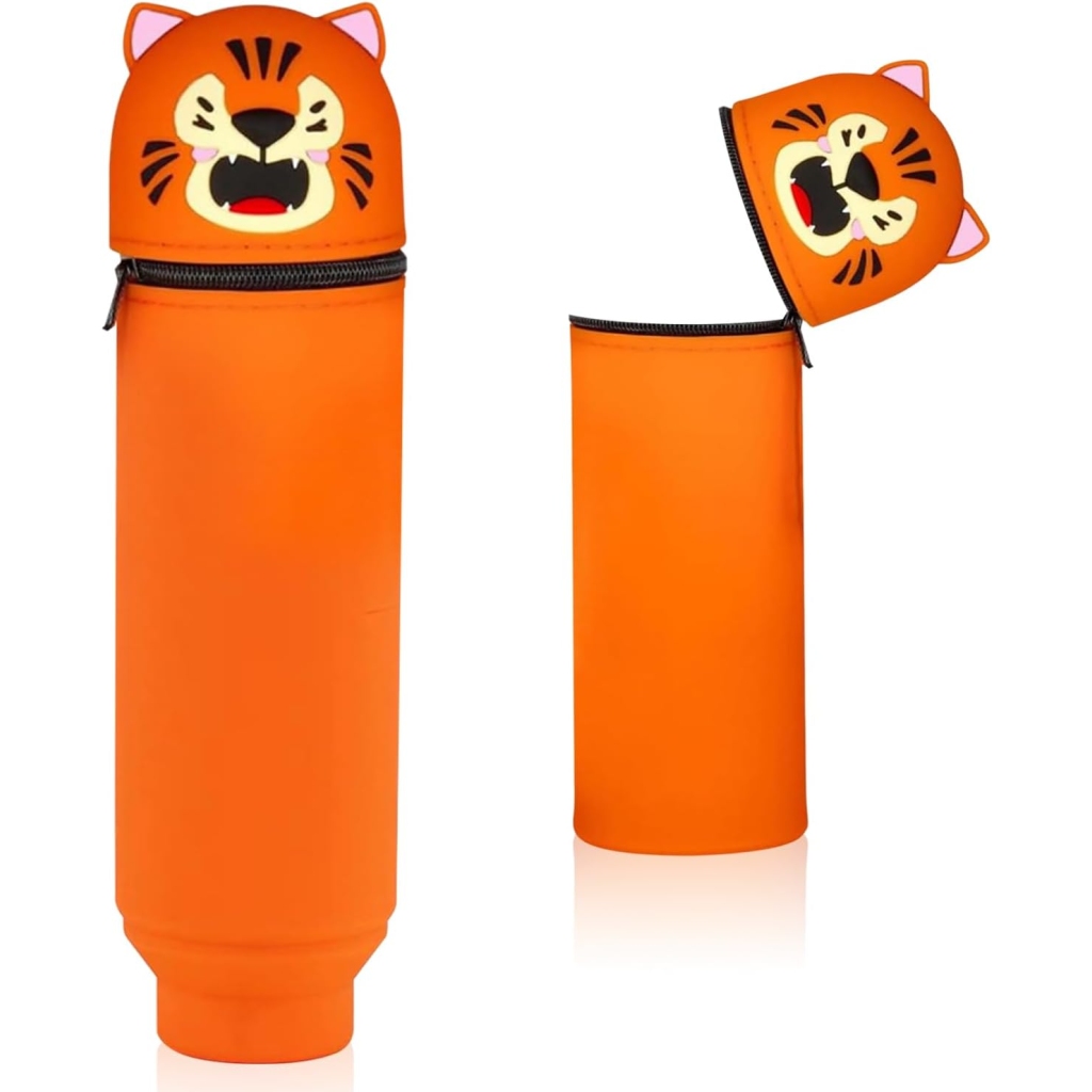 Trousse Scolaire Silicone Souple Tigre 2 en 1