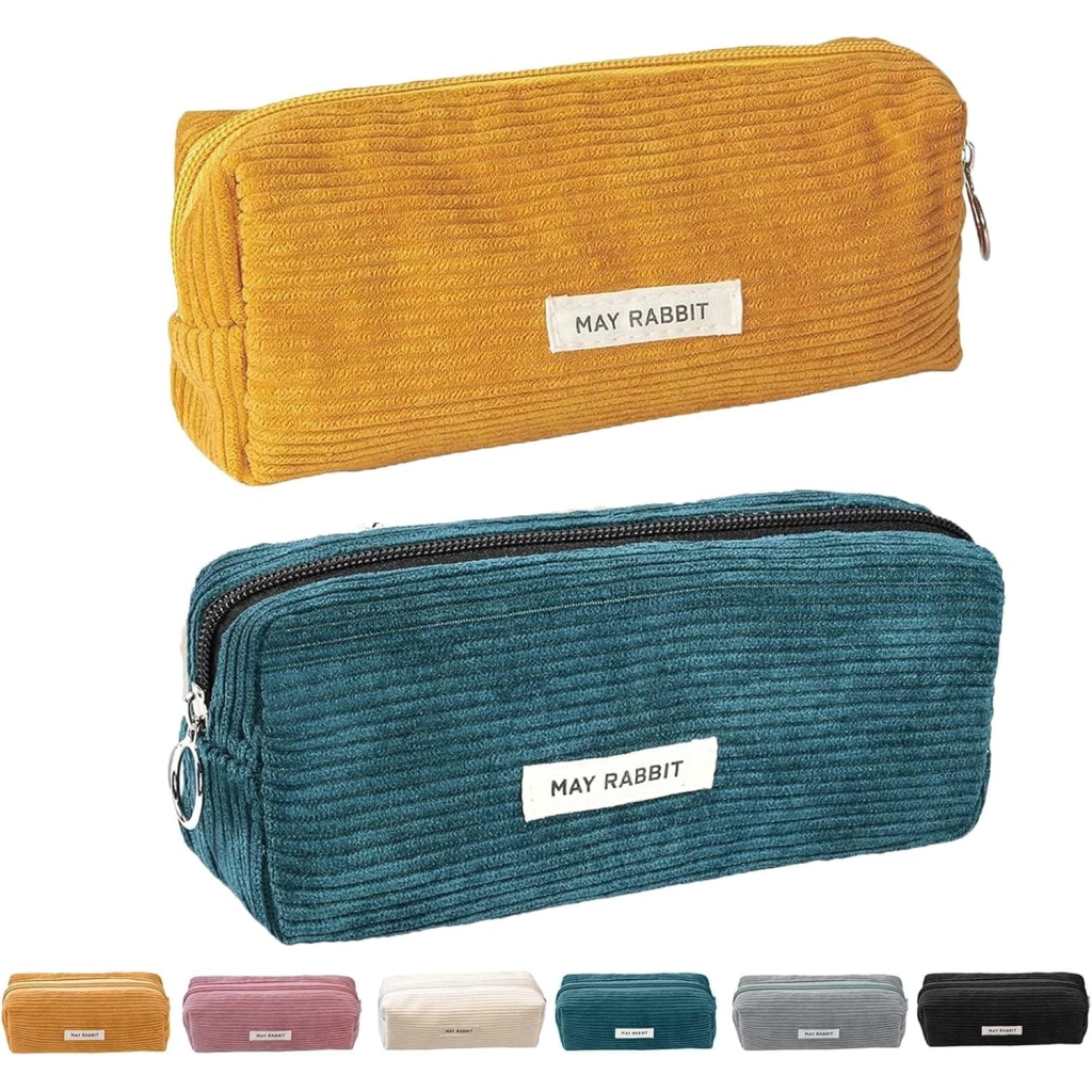 Belle trousse design en Velours Côtelé Vert et Jaune