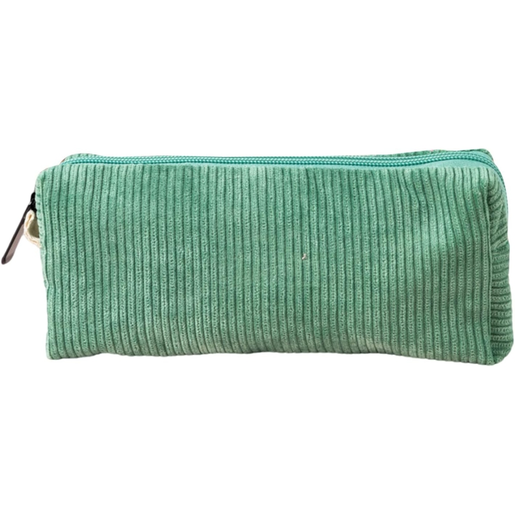 Trousse Velours Côtelé Grande Capacité avec Fermeture Éclair