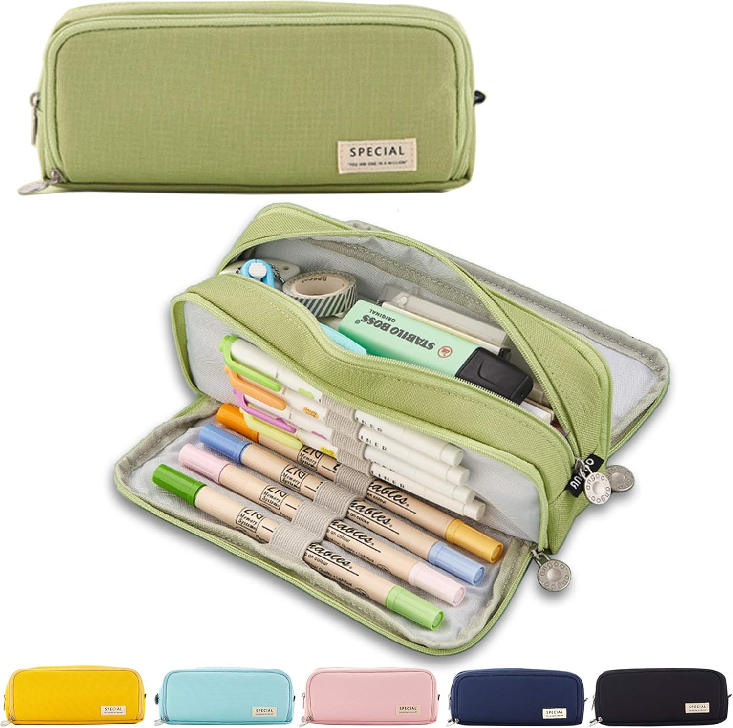 Trousse à Crayons Grande Capacité - Vert Clair