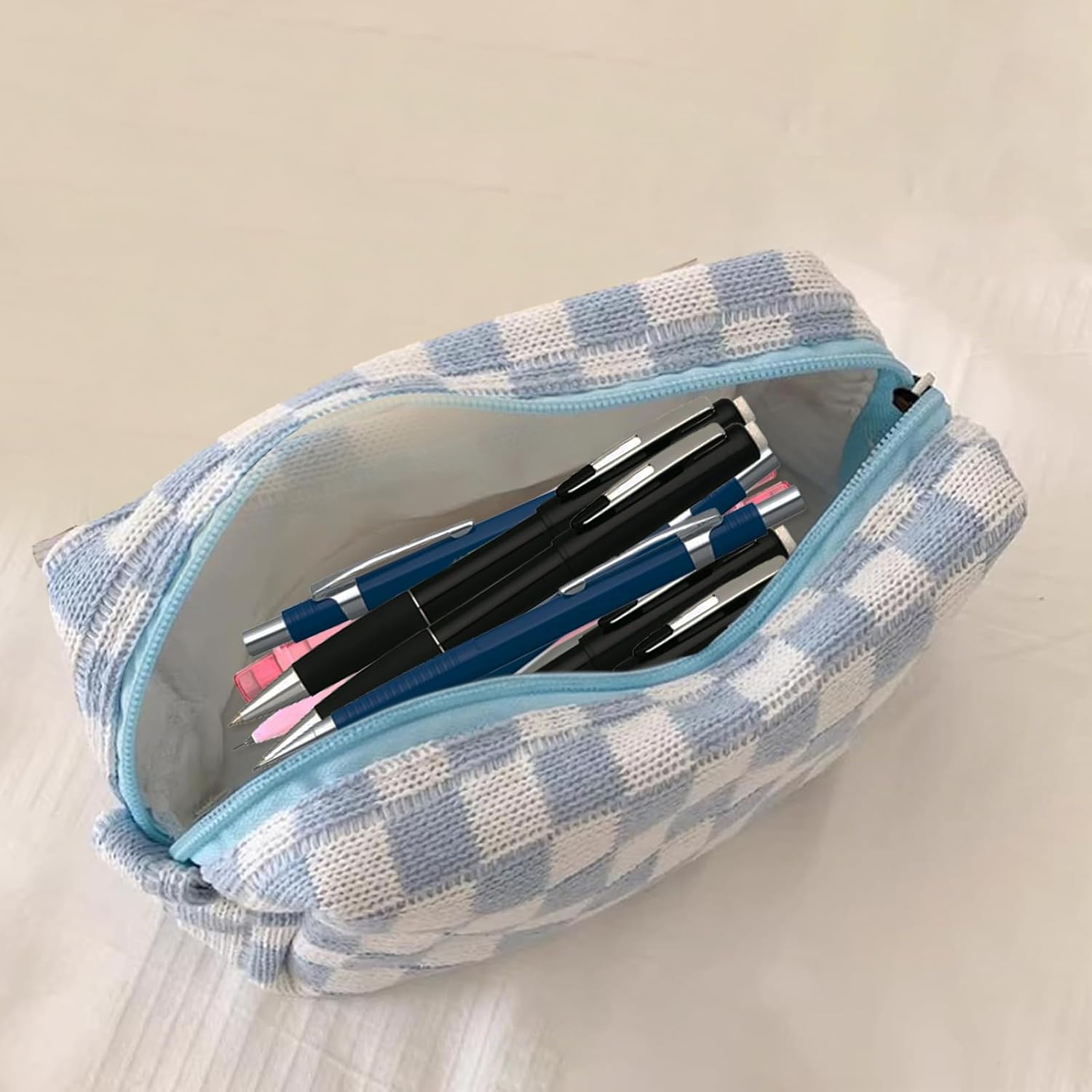 Trousse à Crayons Grande Capacité – Bleu léger