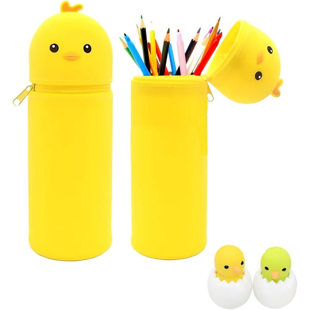 Trousse Poussin Kawaii en Silicone 6,5 x 19,5 cm