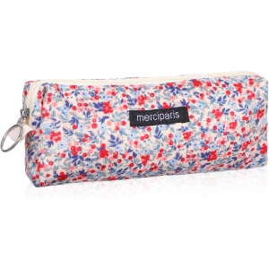Trousse à Crayons Rétro Florale en Velours Beige