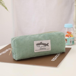 Trousse à Crayons Velours Côteleé – Broderie Requin