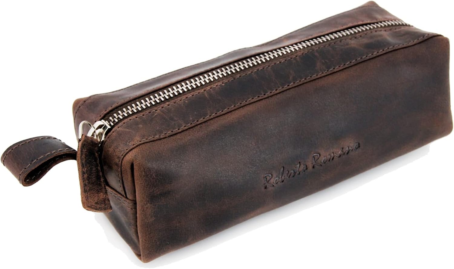 Trousse à Crayons en Cuir Marron 20x6x7 cm