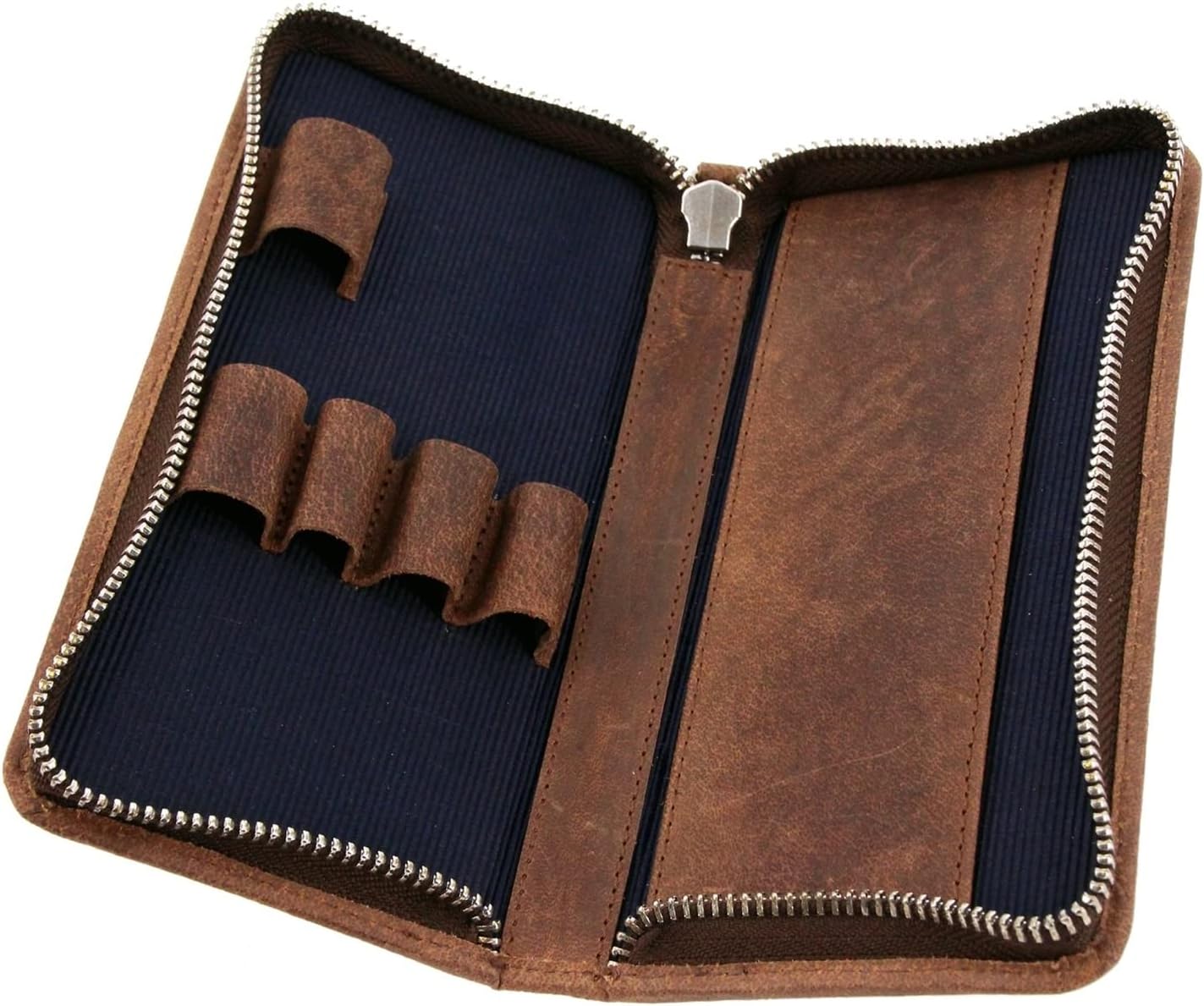 Trousse à Crayons en Cuir Marron - Alassio 2648
