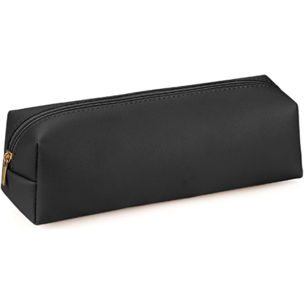 Trousse à Crayons en Cuir - Noir, Grande Capacité
